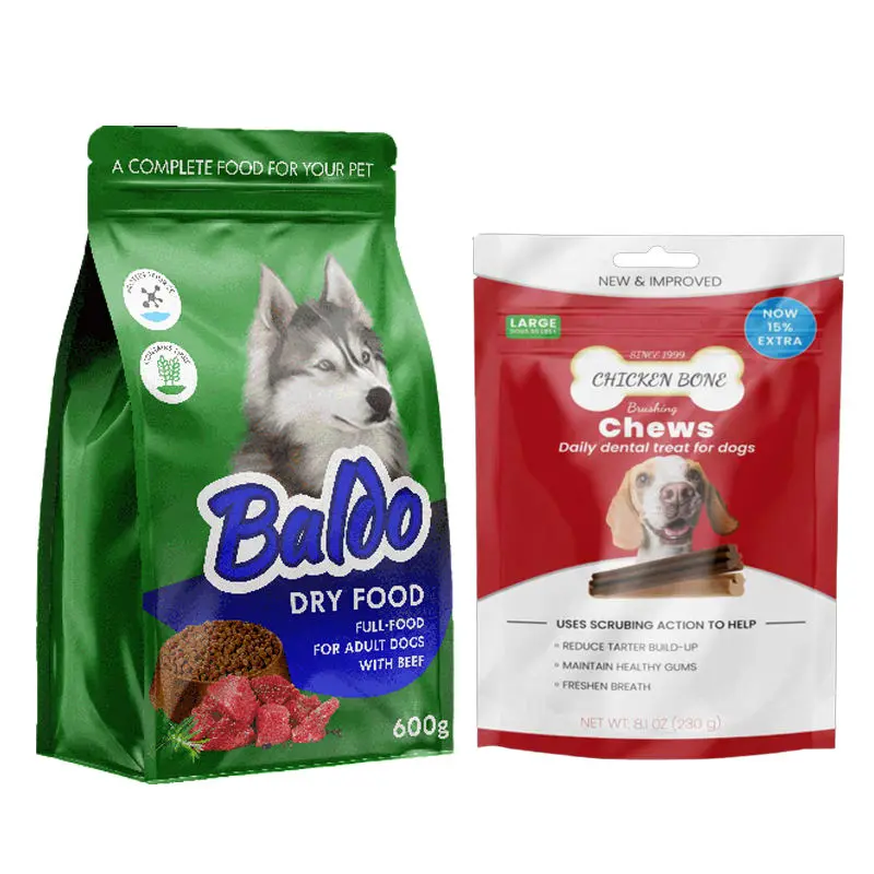 2 dog food bags printed with dog pictures 2 dog food bags printed with dog pictures