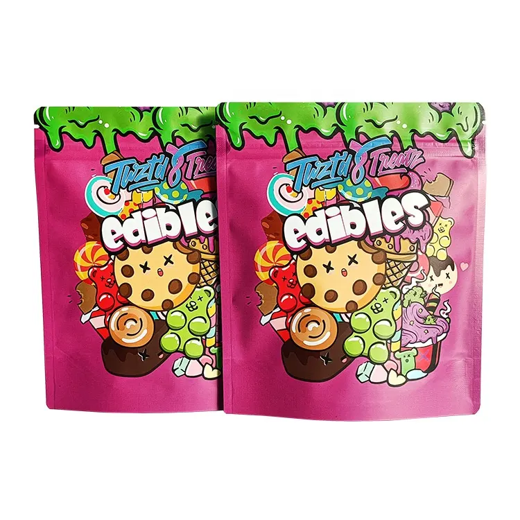 Cookie Puffs Brownie Snack Food Smell Proof Edible Packaging Zipper Mylar Bags