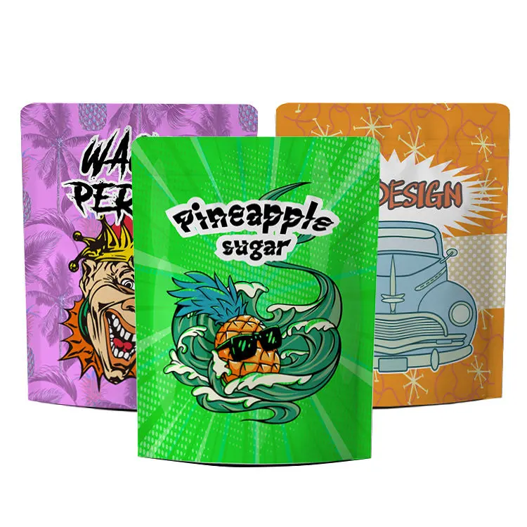 foil laminated plastic resealable ziplock bags exit edibles packaging smell proof candy gummies 3.5g mylar bags custom printed