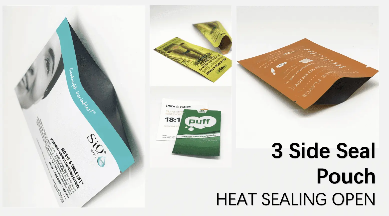 3 side seal heat heal lay flat bags