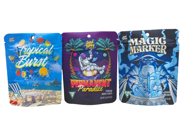 3.5g mylar bags with design