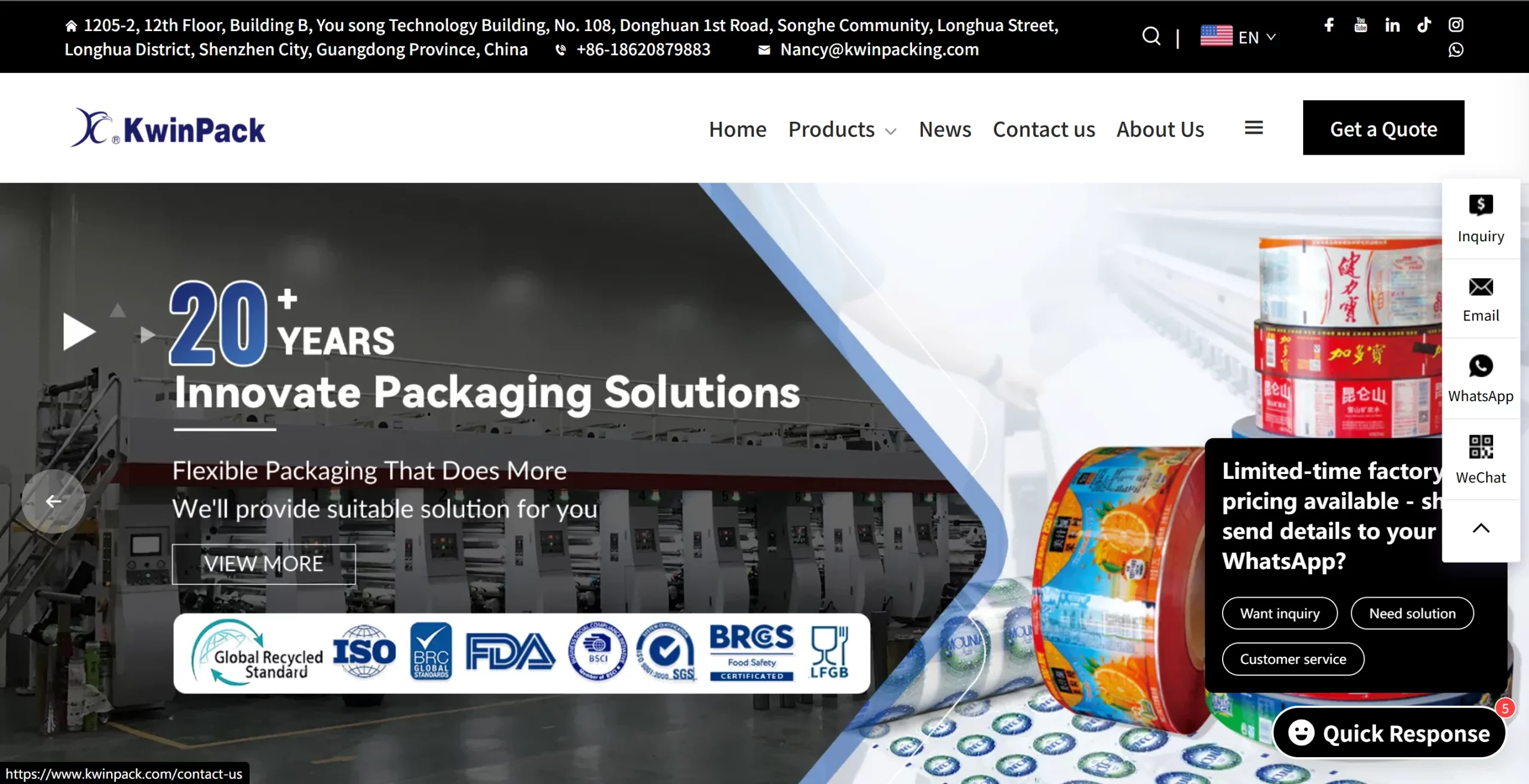Kwinpack – custom Mylar bag manufacturer in China